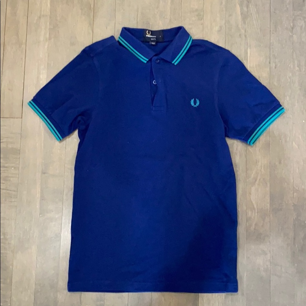 Fred Perry Twin Tipped Blue Small Slim Polo Shirt
